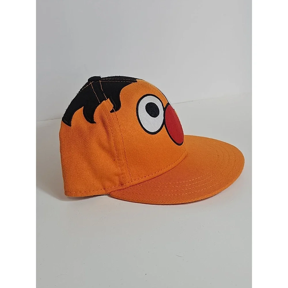 Vintage Sesame Street Ernie Hat Fitted Size 7 1/2 Orange Embroidered Wool Blend